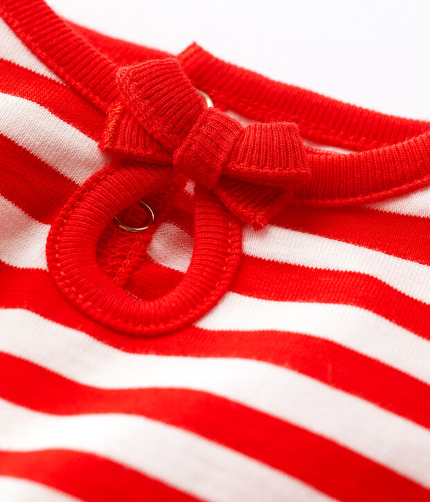 Kurz&auml;rmeliges gestreiftes Baby-T-Shirt aus Jersey. rot/weiss