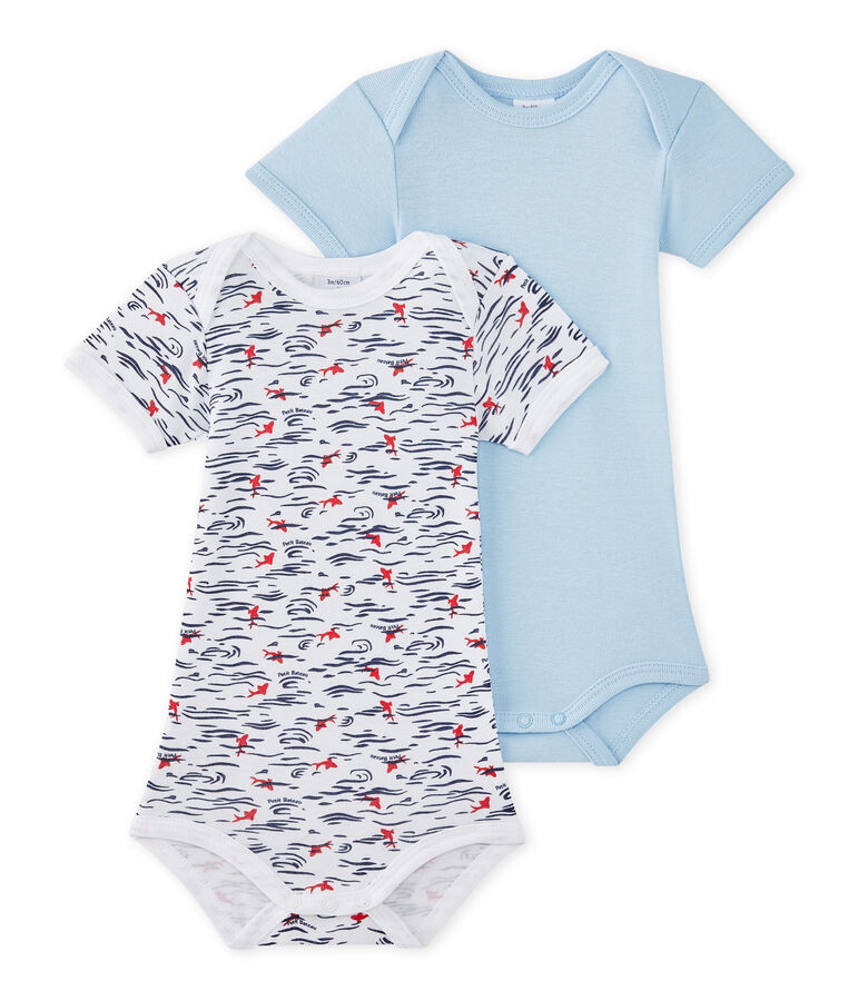 Baby-Jungen-Kurzarmbodys im 2er-Set weiss