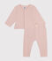 Babyset aus Cardigan und Hose aus Molton rosa SALINE