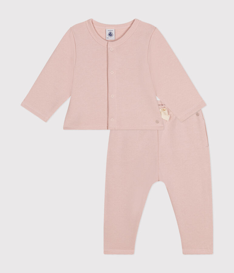 Babyset aus Cardigan und Hose aus Molton rosa