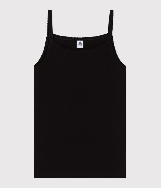 Damen-Tanktop aus einfarbiger Baumwolle schwarz NOIR