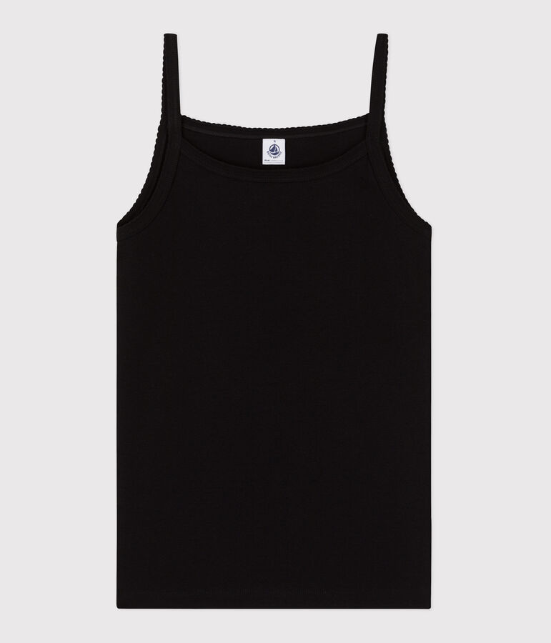 Damen-Tanktop aus einfarbiger Baumwolle schwarz