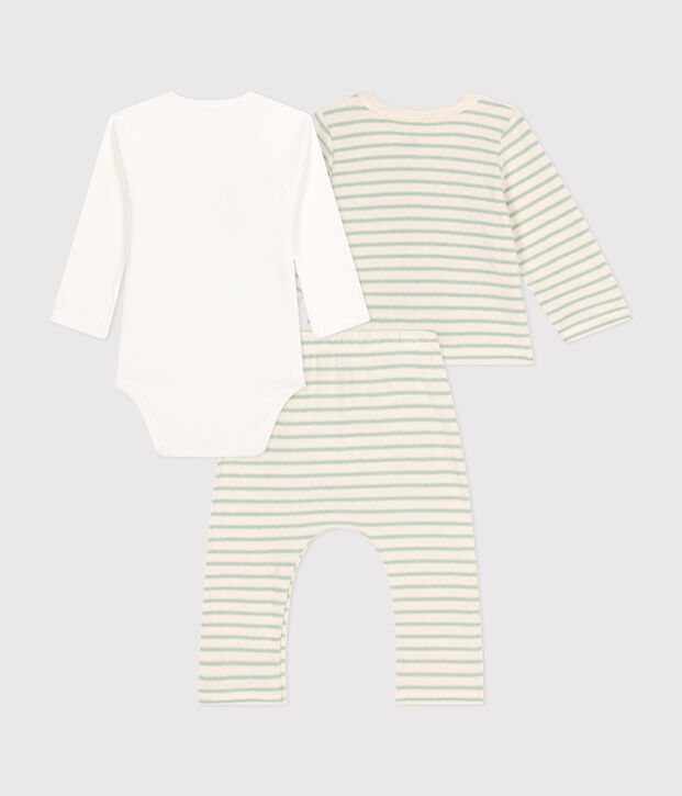 3er-Set aus Frottee Baby naturfarben/gr&uuml;n