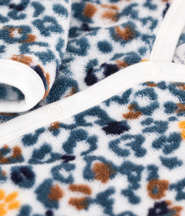 Baby-&Uuml;berziehpyjama aus Fleece weiss/vielfarbig