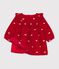 Lang&auml;rmeliges Baby-Kleid aus Feincord mit Stickereien und Schleifenmotiv rot/naturfarben