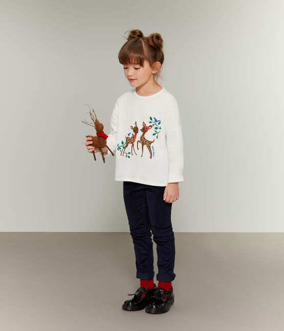 T-Shirt mit Siebdruck für Mädchen weiss MARSHMALLOW