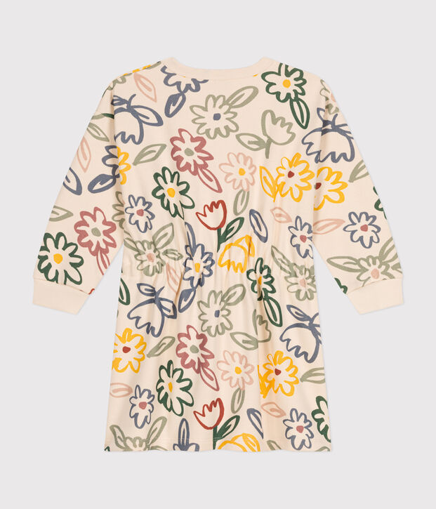 Lang&auml;rmeliges Kinder-Kleid aus Molton f&uuml;r M&auml;dchen naturfarben/vielfarbig