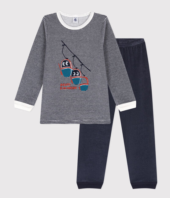 Kinderpyjama aus Nicki blau SMOKING/weiss MARSHMALLOW