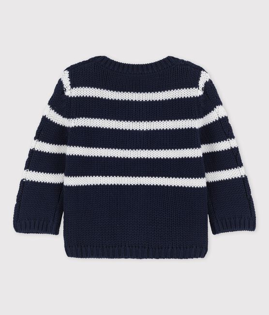Baby-Strickjacke mit Zöpfen blau SMOKING/weiss MARSHMALLOW