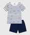 Kinder-Kurzpyjama aus Baumwolle mit Paris-Motiv blau MEDIEVAL/weiss MULTICO
