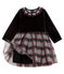 Langärmeliges Babykleid aus Materialmix für Mädchen schwarz NOIR/weiss MULTICO