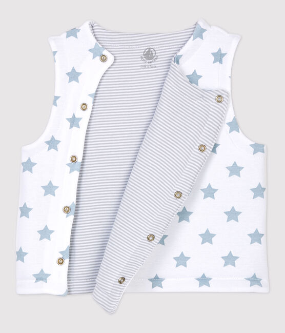 Ärmellose, wendbare Baby-Jacke aus wattierter Baumwolle weiss ECUME/grau MISTIGRI