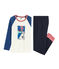 Rippstrick-Pyjama für kleine Jungen blau SMOKING/weiss MULTICO