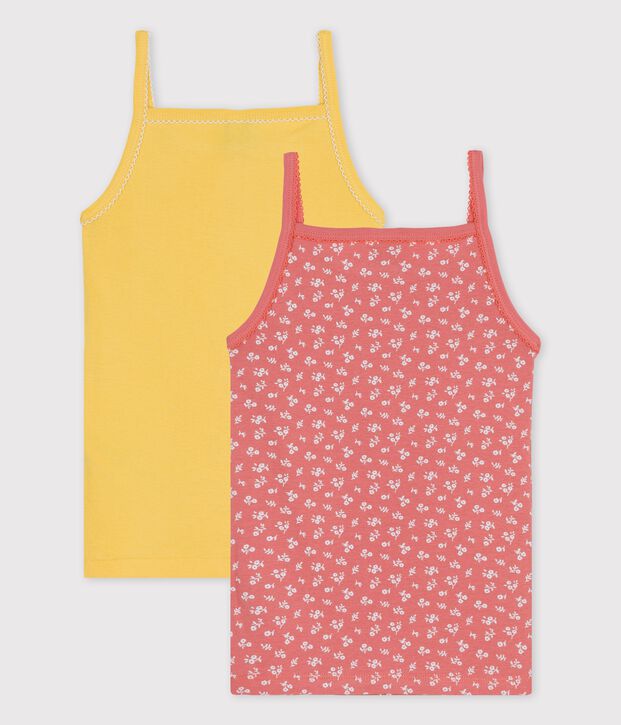 2er-Set Spaghetti-Tops aus Baumwolle mit Blumenmuster f&uuml;r M&auml;dchen vielfarbig
