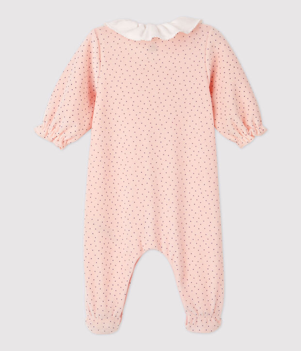 Baby-Strampler aus Bio-Baumwoll-Velours mit Kragen und Punktmuster f&uuml;r M&auml;dchen rosa/blau
