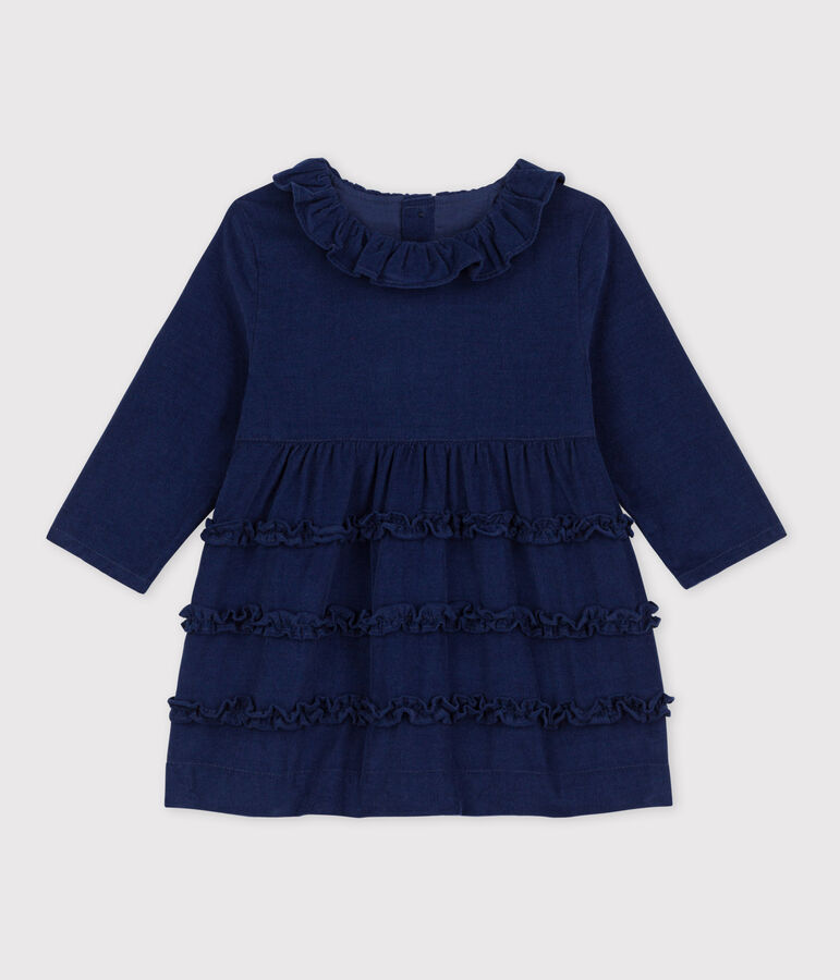 Lang&auml;rmeliges Babykleid aus Feincord blau