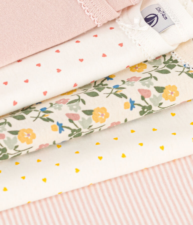5er-Set Kurzarm-Baby-Bodys aus Baumwolle mit Blumenmuster vielfarbig