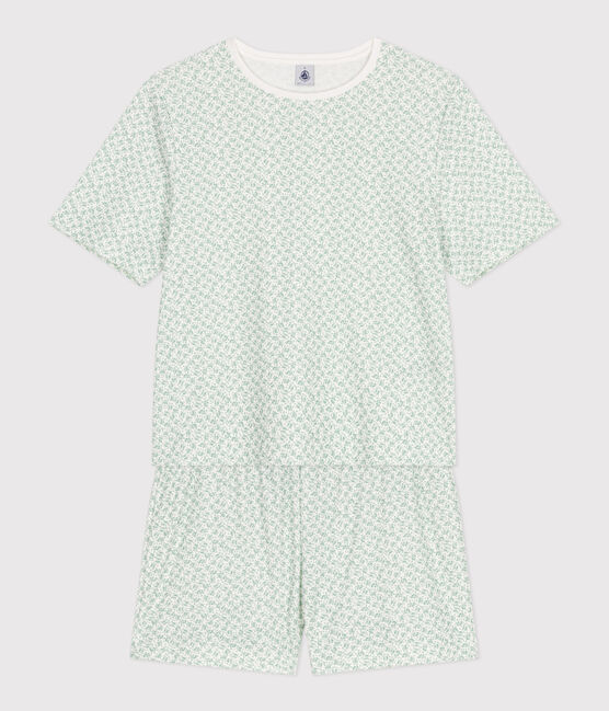 Damen-Kurzpyjama aus Baumwolle mit Blumenmotiv MARSHMALLOW/ PAUL