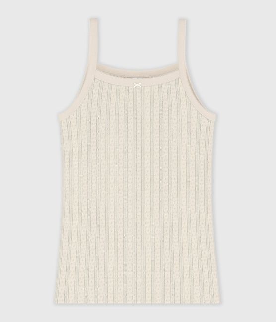 Damen Spaghetti-Top aus Baumwolle mit Lochstickerei naturfarben MILK