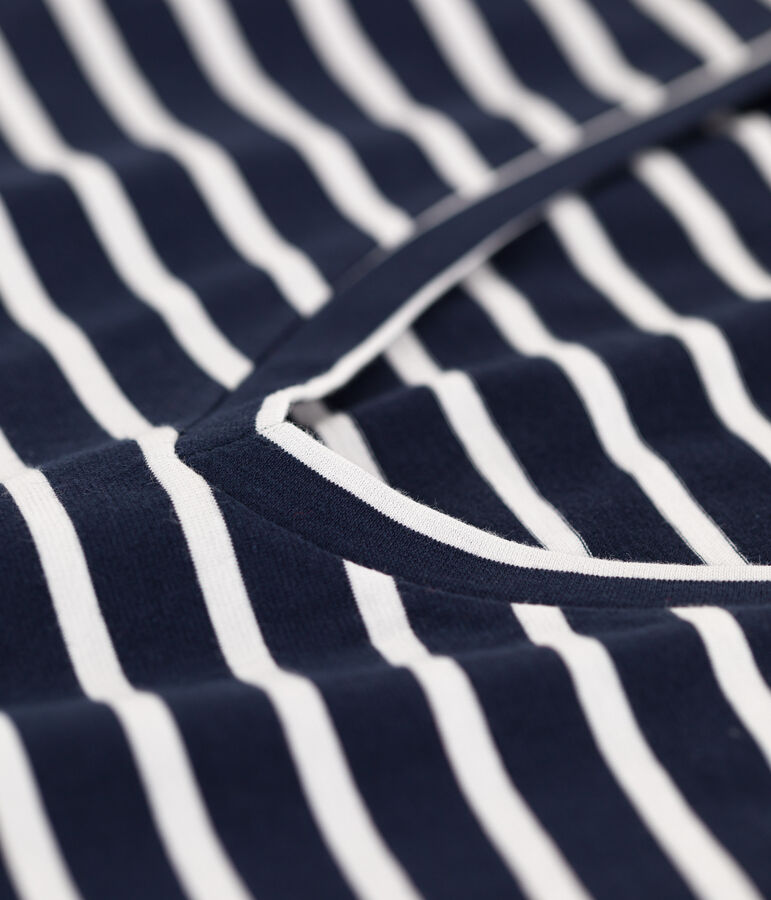 T-Shirt LE CLASSIQUE mit V-Ausschnitt aus Baumwolle f&uuml;r Damen blau/weiss