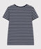 Damen-T-Shirt LE DROIT aus Baumwolle mit Rundhalsausschnitt blau SMOKING/weiss MARSHMALLOW