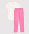 Kurzärmeliger Kinderpyjama aus Baumwolle für Mädchen rosa PETAL/weiss MARSHMALLOW