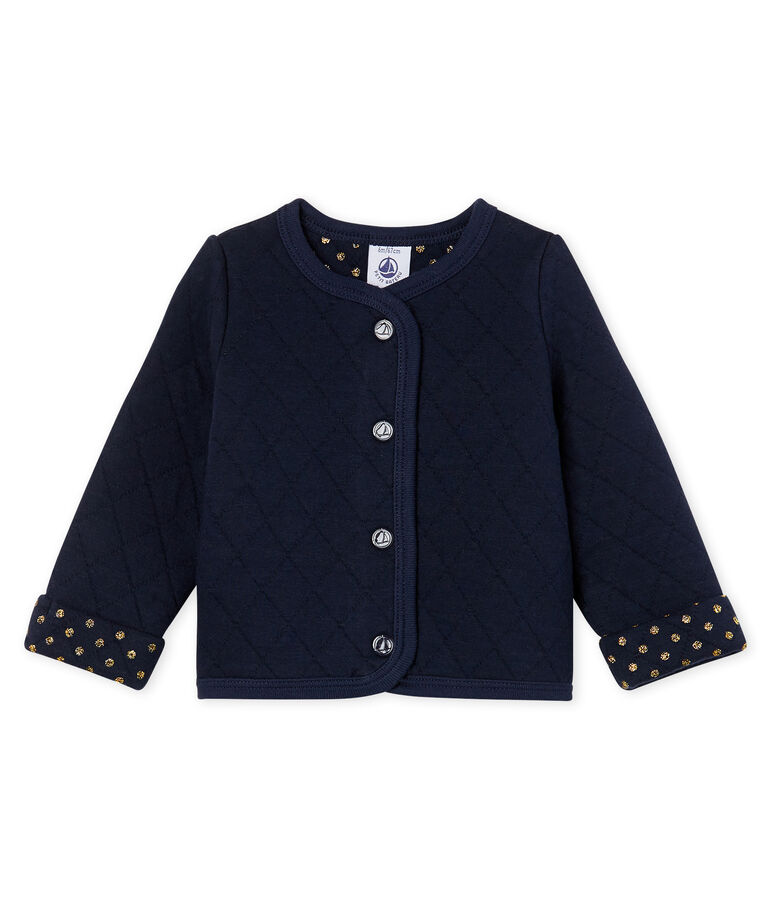 Baby-Cardigan aus gestepptem Doppeljersey f&uuml;r M&auml;dchen blau