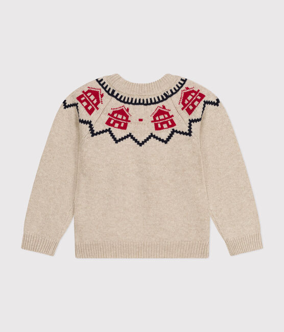 Kinder-Jacquard-Pullover aus Wolle und Baumwolle beige MONTELIMAR/weiss MULTICO