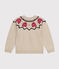 Kinder-Jacquard-Pullover aus Wolle und Baumwolle beige MONTELIMAR/weiss MULTICO