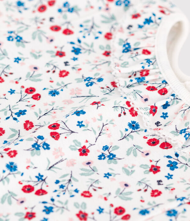 Kurz&auml;rmeliger Baby-Body aus Baumwolle mit Blumenmuster weiss/vielfarbig