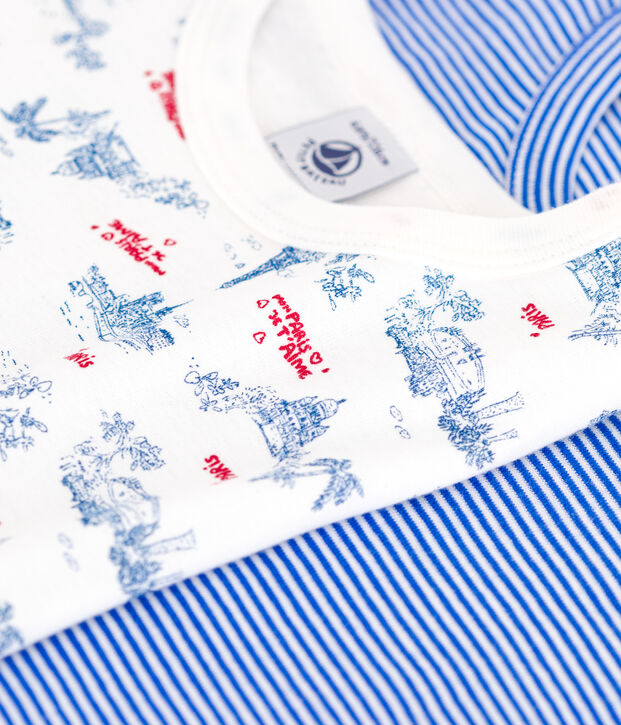 2er-Set kurz&auml;rmelige Kinder-T-Shirts aus Baumwolle mit Paris-Motiv vielfarbig