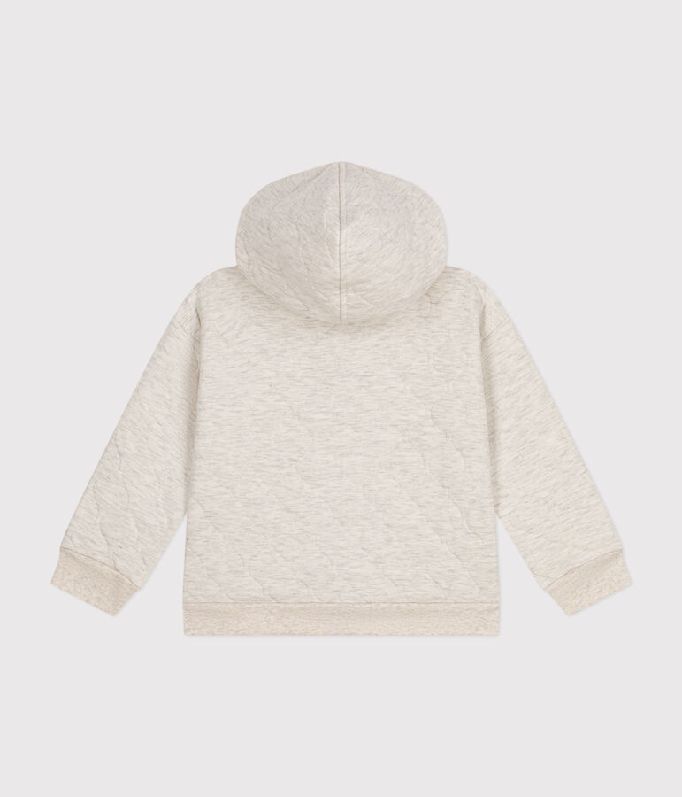 Kinder-Hoodie mit Rei&szlig;verschluss aus gestepptem Doppeljersey beige