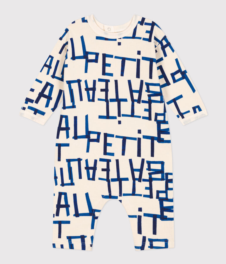 Langer Baby-Overall aus bedrucktem Molton naturfarben/vielfarbig