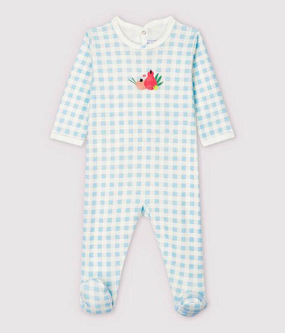 Baby-Strampler aus Baumwolle mit Vichy-Muster in Blau für Mädchen weiss MARSHMALLOW/blau JASMIN