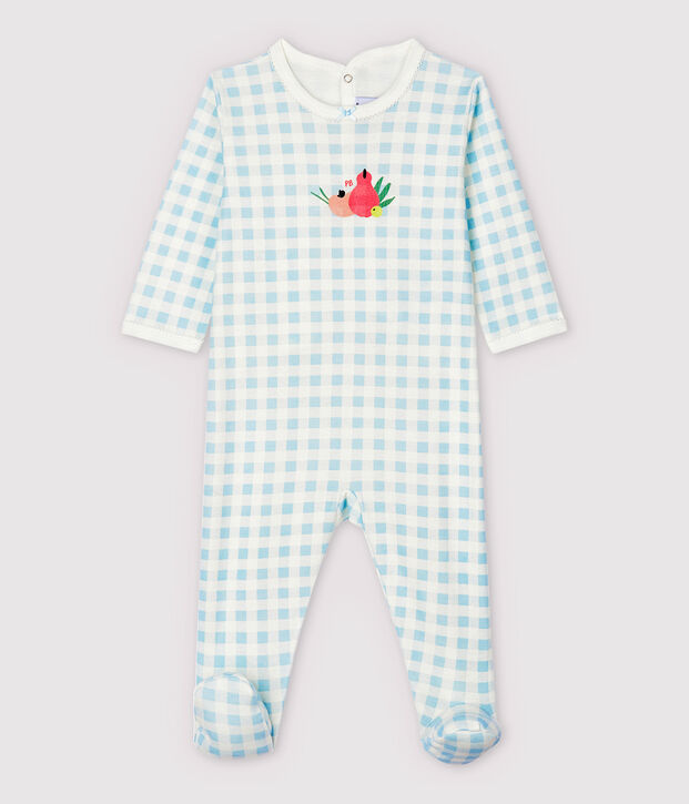 Baby-Strampler aus Baumwolle mit Vichy-Muster in Blau f&uuml;r M&auml;dchen weiss/blau