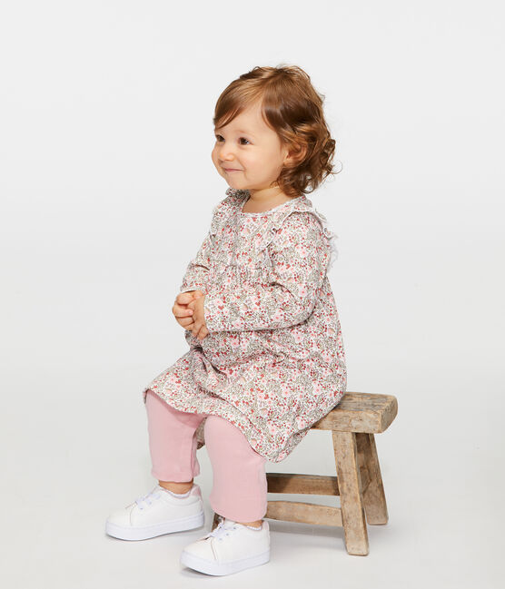 Gemustertes Baby-Leggingkleid für Mädchen weiss MARSHMALLOW/weiss MULTICO