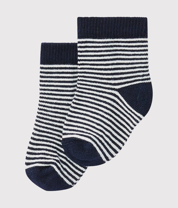 Baby-str&uuml;mpfe in ringelstreifenmuster unisex blau/weiss