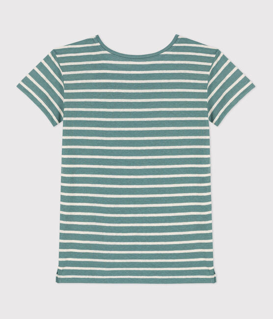 Damen-T-Shirt DAS GERADE BAUMWOLLE UND LEINEN  grün BRUT/weiss AVALANCHE