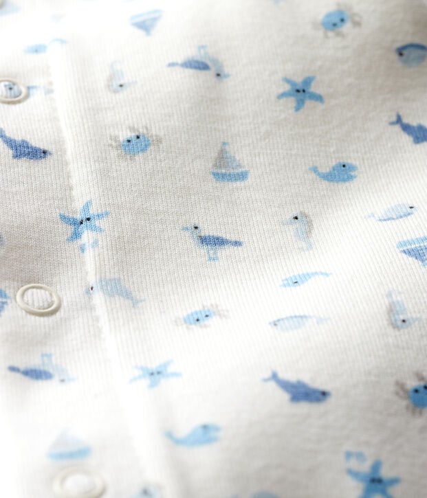 Bodyjama ohne F&uuml;&szlig;e aus Rippstrick f&uuml;r Babys weiss/vielfarbig