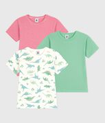 3er-Set kurzärmelige Kinder-T-Shirts aus Baumwolle mit Dinos variante 1