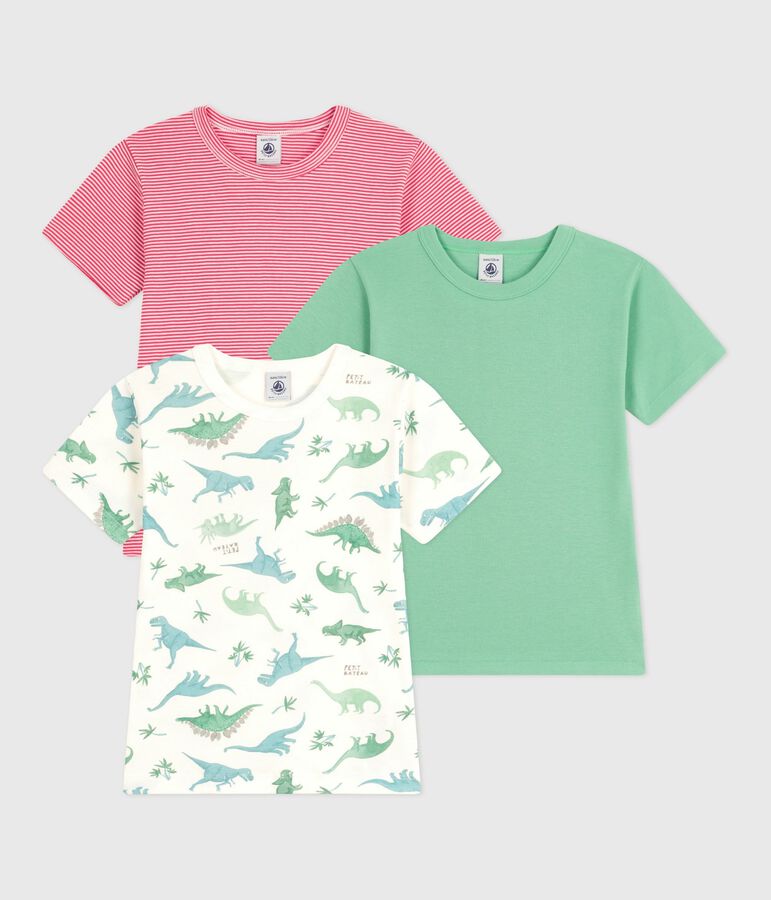 3er-Set kurz&auml;rmelige Kinder-T-Shirts aus Baumwolle mit Dinos vielfarbig