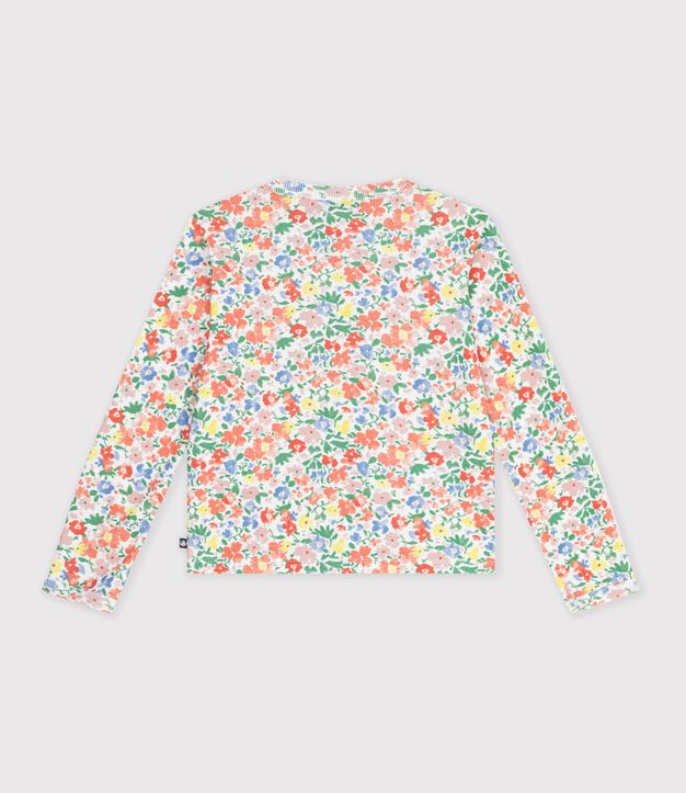 Kinder-Cardigan aus Baumwolle mit Blumenmuster weiss/vielfarbig