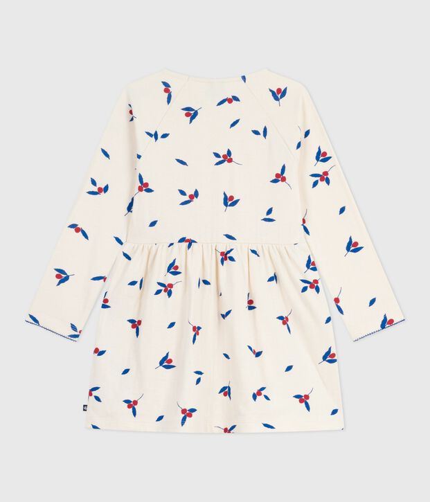Lang&auml;rmeliges Kinder-Kleid aus Baumwolle naturfarben/vielfarbig