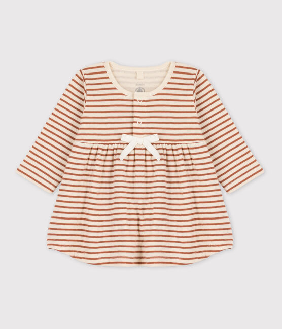 Gestreiftes Babykleid aus Baumwoll-Doppeljersey weiss AVALANCHE/ CINA:AVALANCHE