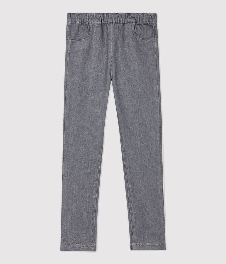 Kinder-Slim-Jeans f&uuml;r M&auml;dchen grau GRIS FONCE/ DARK GREY