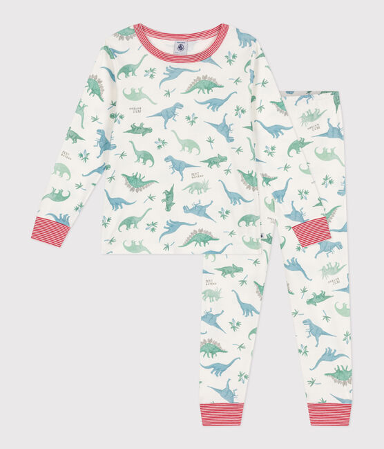 Kinder-Pyjama aus Baumwolle mit Dinos  weiss MARSHMALLOW/weiss MULTICO