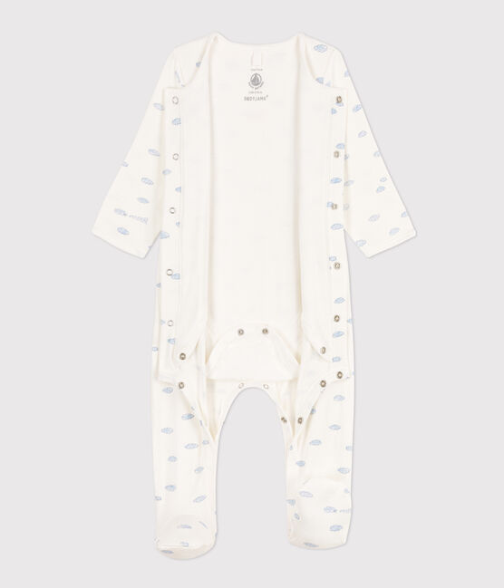 Baby-Bodyjama aus Doppeljersey weiss MARSHMALLOW/weiss MULTICO