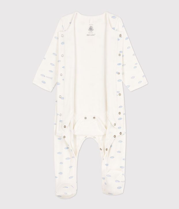 Baby-Bodyjama aus Doppeljersey weiss/vielfarbig