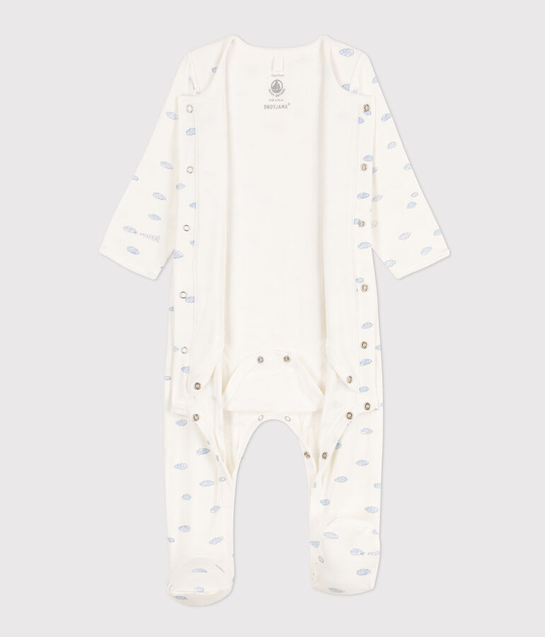Baby-Bodyjama aus Doppeljersey weiss/vielfarbig