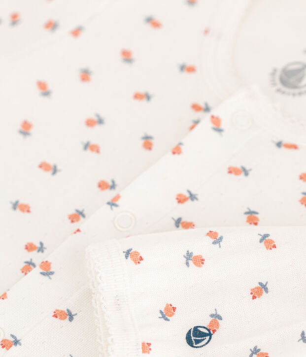 Baby-Bodyjama aus Doppeljersey mit Blumen weiss/vielfarbig